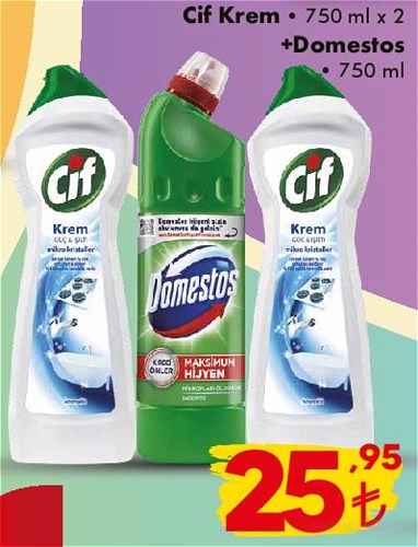 Cif Krem 750 ml x 2 + Domestos 750 ml image