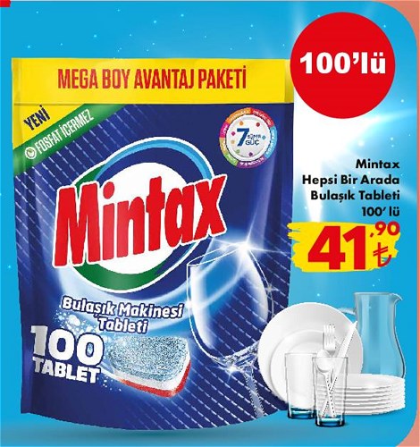 Mintax Hepsi Bir Arada Bulaşık Tableti 100'lü image