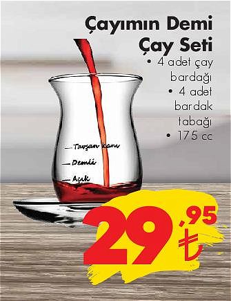 Paşabahçe Çayımın Demi Çay Seti 4 Adet Çay Bardağı 4 Adet Bardak Tabağı image