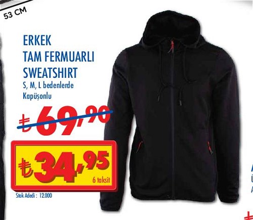 Erkek Tam Fermuarlı Sweatshirt image