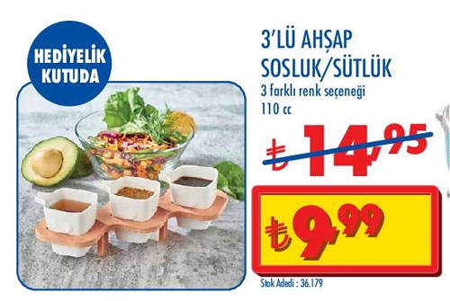 3'lü Ahşap Sosluk/Sütlük image