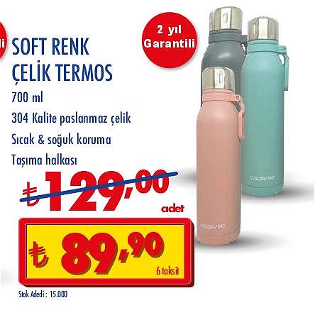 Soft Renk Çelik Termos 700 Ml image