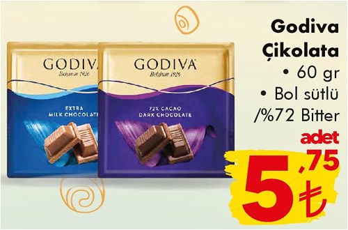 Godiva Çikolata 60 gr Bol Sütlü /%72 Bitter image