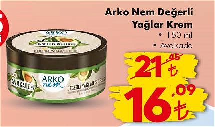 Arko Nem Değerli Yağlar Krem 150 ml Avokado image