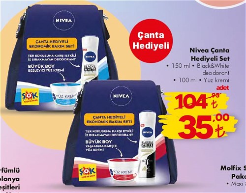 Nivea Çanta Hediyeli Set 150 ml Black&White Deodorant 100 ml Yüz Kremi image