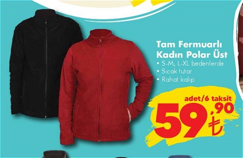 Tam Fermuarlı Kadın Polar Üst  image