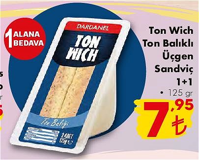 Ton Wich Ton Balıklı Üçgen Sandviç 1+1 125 gr image