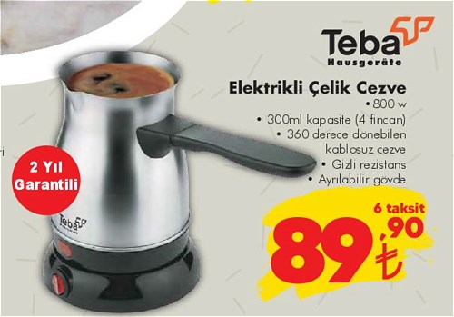 Teba Elektrikli Çelik Cezve 800 w image