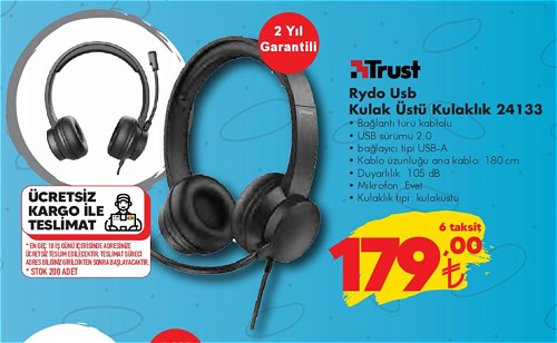 Trust Rydo Usb Kulak Üstü Kulaklık 24133 image