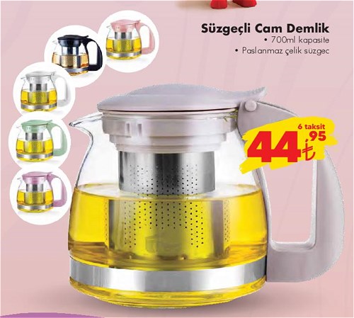 Süzgeçli Cam Demlik 700 ml image