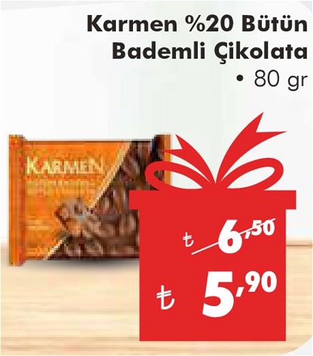 Karmen %20 Bütün Bademli Çikolata 80 gr image