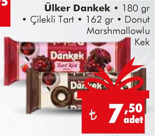 Ülker Dankek 180 gr Çilekli Tart/162 gr Donut Marshmallowlu Kek image