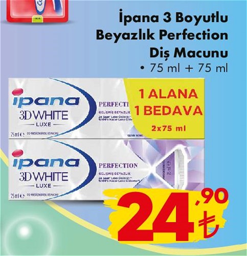 İpana 3 Boyutlu Beyazlık Perfection Diş Macunu 75 ml+75 ml image
