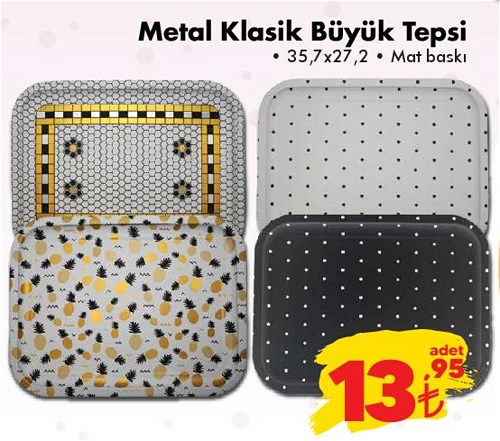 Metal Klasik Büyük Tepsi 35,7x27,2 image