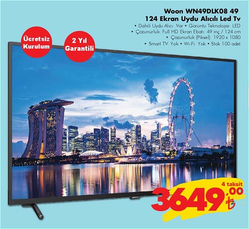 Woon WN49DLK08 49 124 Ekran Uydu Alıcılı Led Tv image