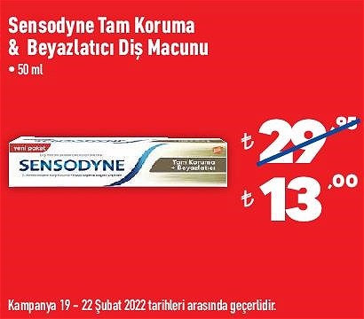 Şok Sensodyne Tam Koruma & Beyazlatıcı Diş Macunu 50 ml