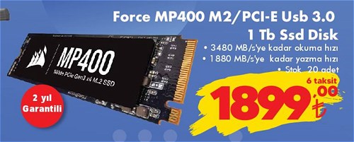 Corsair Force MP400 M2/PCI-E Usb 3.0 1 Tb Ssd Disk image