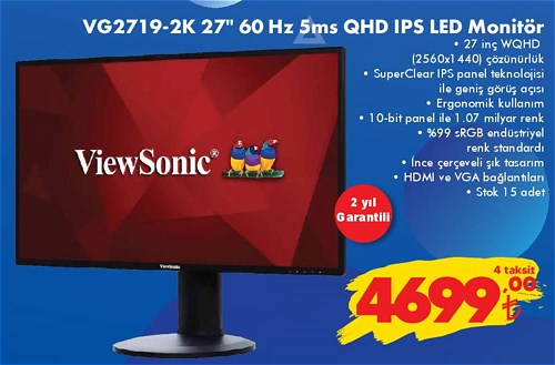 View Sonic VG2719-2K 27 inç 60 Hz 5ms QHD IPS Led Mönitör image