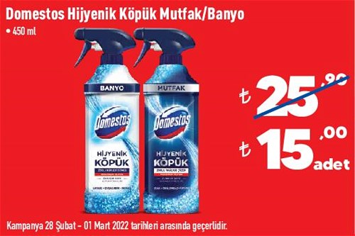 Domestos Hijyenik Köpük Mutfak/Banyo 450 ml image