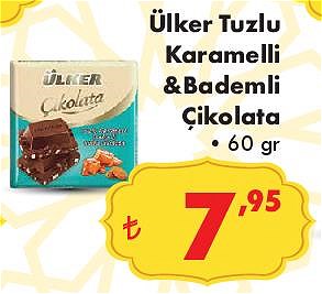 Ülker Tuzlu Karamelli & Bademli Çikolata 60 gr image