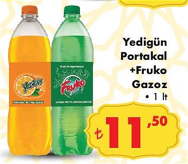 Yedigün Portakal+Fruko Gazoz 1 lt image