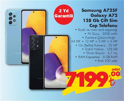 Samsung A725F Galaxy A72 128 Gb Çift Sim Cep Telefonu image