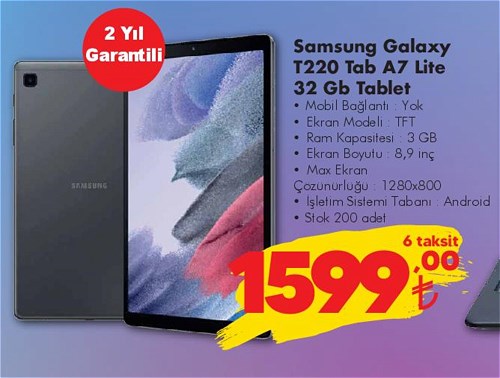 Samsung Galaxy T220 Tab A7 Lite 32 Gb Tablet image