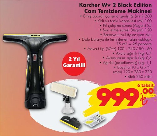 Karcher Wv 2 Black Edition Cam Temizleme Makinesi image