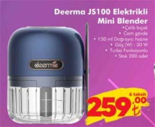 Deerma JS100 Elektrikli Mini Blender 30 W image