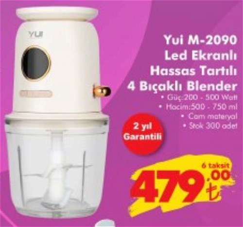 Yui M-2090 Led Ekranlı Hassas Tartılı 4 Bıçaklı Blender 200-500 W image