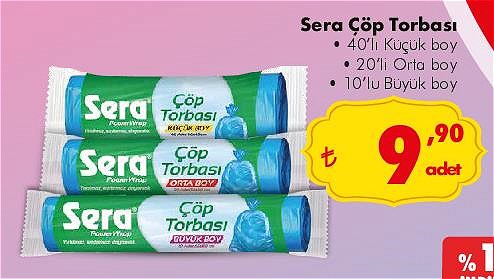 Sera Çöp Torbası 40'lı küçük Boy/20'li Orta Boy/10'lu Büyük Boy image