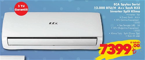 ECA Spylos Serisi 12.000 Btu/H A++ Sınıfı R32 Inverter Split Klima image