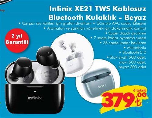 Infinix XE21 TWS Kablosuz Bluetooth Kulaklık Beyaz image