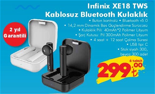 Infinix XE18 TWS Kablosuz Bluetooth Kulaklık image