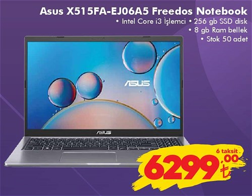 Asus X515FA-EJ06A5 Freedos i3 İşlemci 256 GB SSD Notebook image