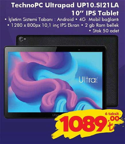 TechnoPC Ultrapad UP10.SI21LA 10 inç IPS Tablet image