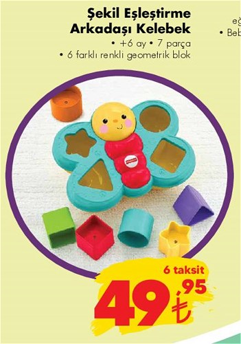 Fisher Price Şekil Eşleştirme Arkadaşı Kelebek image