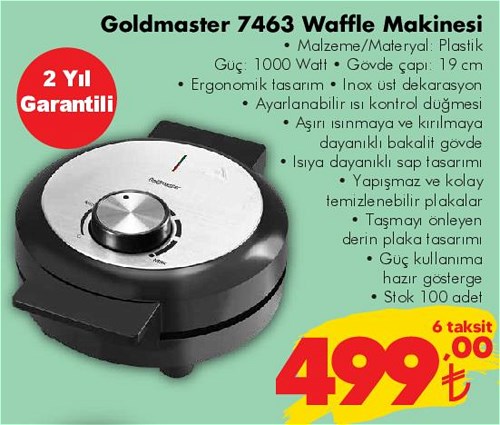 Goldmaster 7463 Waffle Makinesi 1000 W image