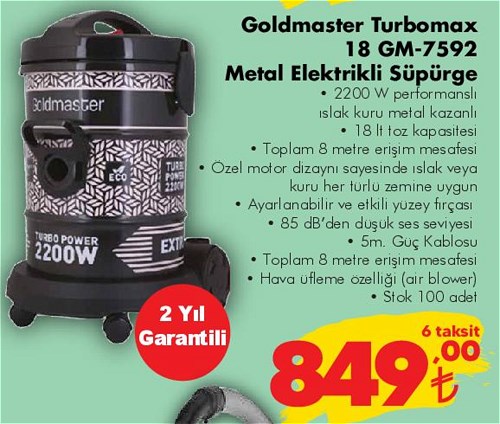 Goldmaster Turbomax 18 GM-7592 Metal Elektrikli Süpürge image