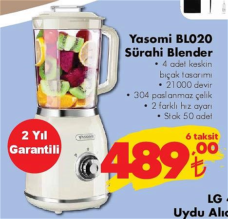 Yasomi BL020 Sürahi Blender 21000 Devir image