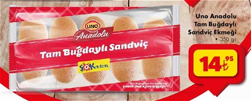 Uno Anadolu Tam Buğdaylı Sandviç Ekmeği 350 gr image