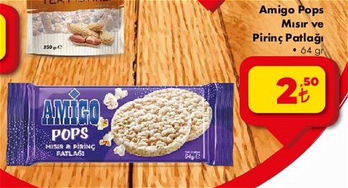 Amigo Pops Mısır ve Pirinç Patlağı 64 gr image