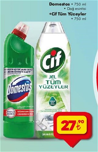 Domestos 750 ml Dağ Esintisi+Cif Tüm Yüzeyler 750 ml image