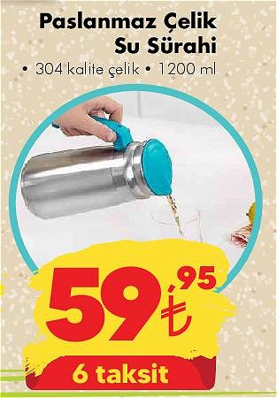 Paslanmaz Çelik Su Sürahi 1200 ml image