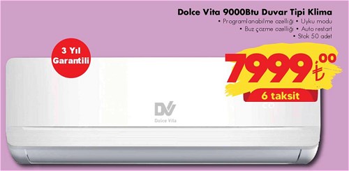 Dolce Vita 9000 Btu Duvar Tipi Klima image