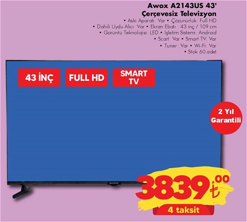 Awox A2143US 43 inç Çerçevesiz Televizyon image