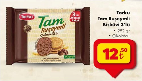 Torku Tam Ruşeymli Bisküvi 3'lü 252 gr Çikolatalı image