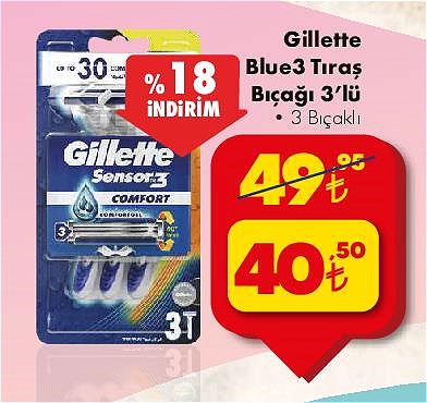 Gillette Blue3 Tıraş Bıçağı 3'lü 3 Bıçaklı image