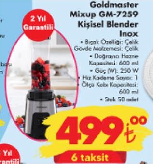 Goldmaster Mixup GM-7259 Kişisel Blender Inox image