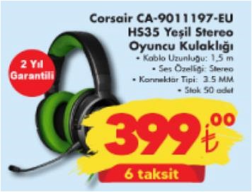 Corsair CA-9011197-EU HS35 Yeşil Stereo Oyuncu Kulaklığı image